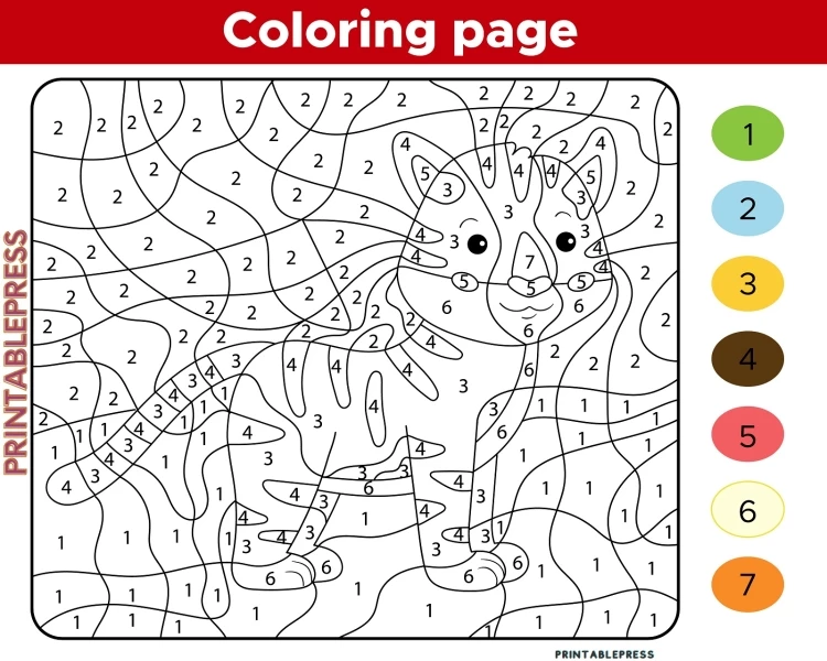 Cute Tiger Number coloring page for children