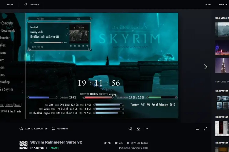 Skyrim Rainmeter Suite v2